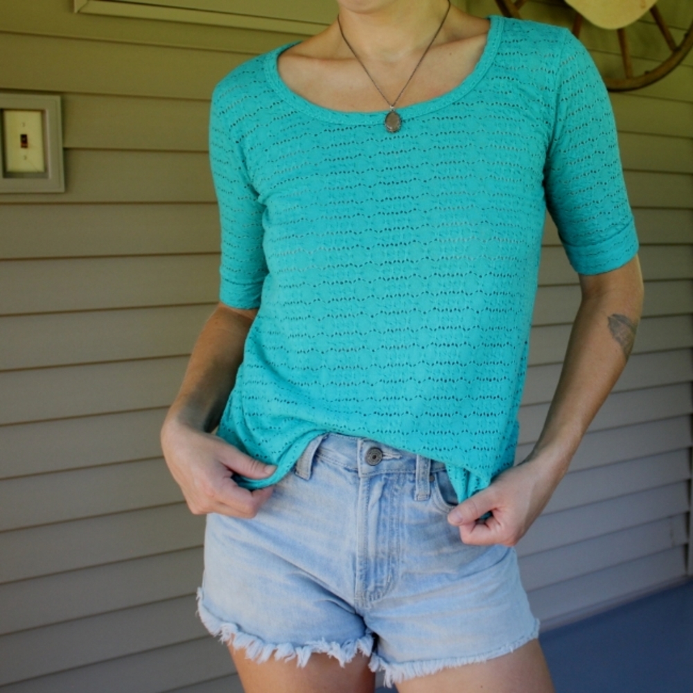 Turquoise Half Sleeve Top
